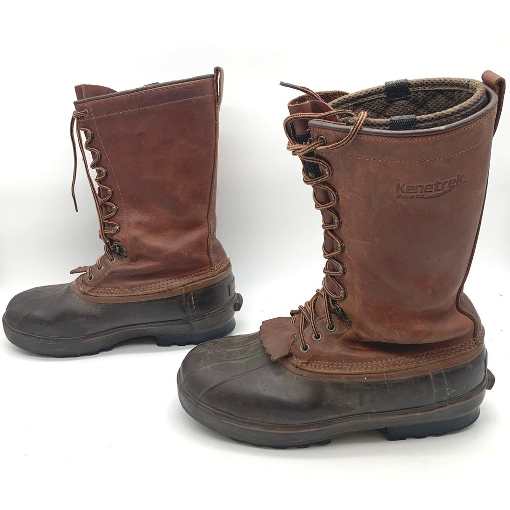 Kenetrek Cowboy 13" Men's Size 10 Insulated Winter‎ Pac Boots Leather Brown